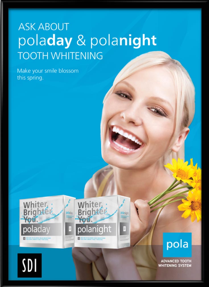 poladay and night marketing poster in frame
